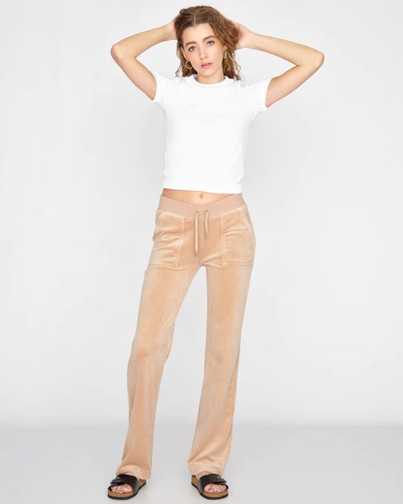 JUICY COUTURE Del Ray Classic Velour Pant Pocket Design Gold Hw