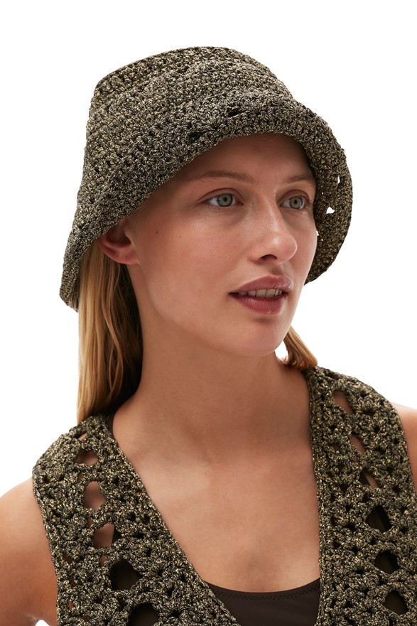 GANNI Cotton Crochet Bucket Hat