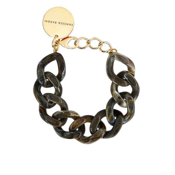 VANESSA BARONI Flat Chain Bracelet Khaki Marble